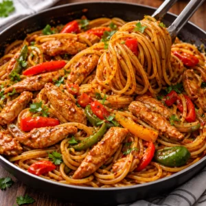 chicken fajita spaghetti 1