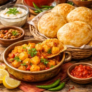 aloo ki tarkari, airfried poori