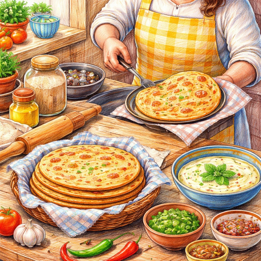 aloo ka paratha & mint raita