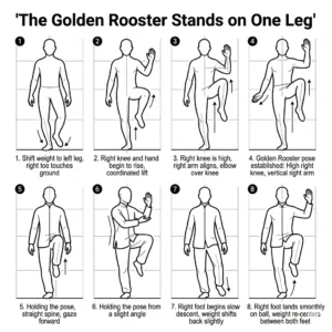 the golden rooster stands on one leg