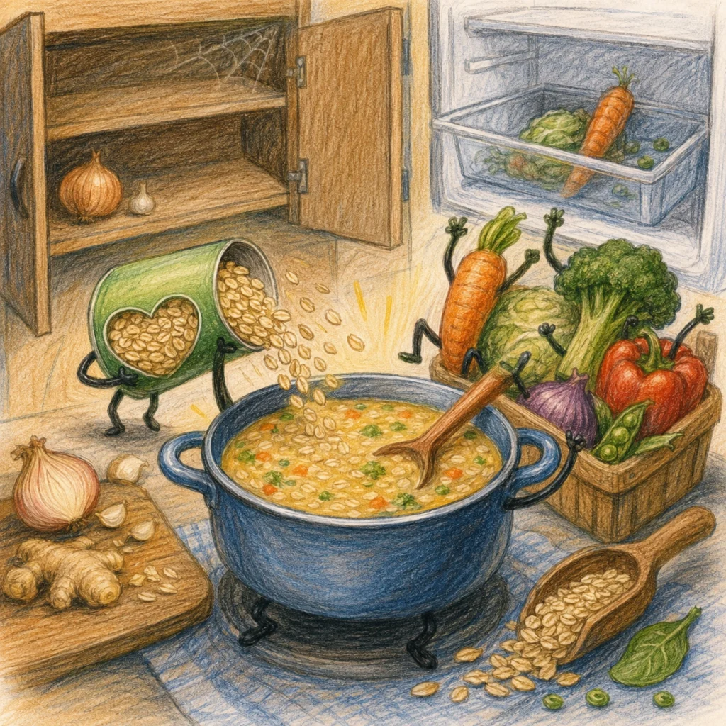 oats, vegetables, soup,